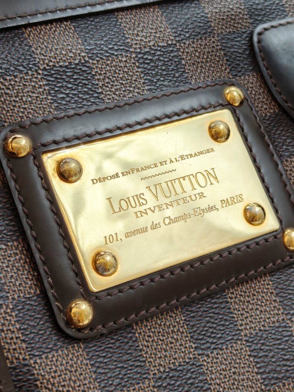 Louis Vuitton Berkeley Damier Ebene Canvas Satchel Handbag Gold Hardware - Picture 7 of 12